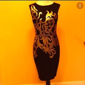 Cache gold back midi dress